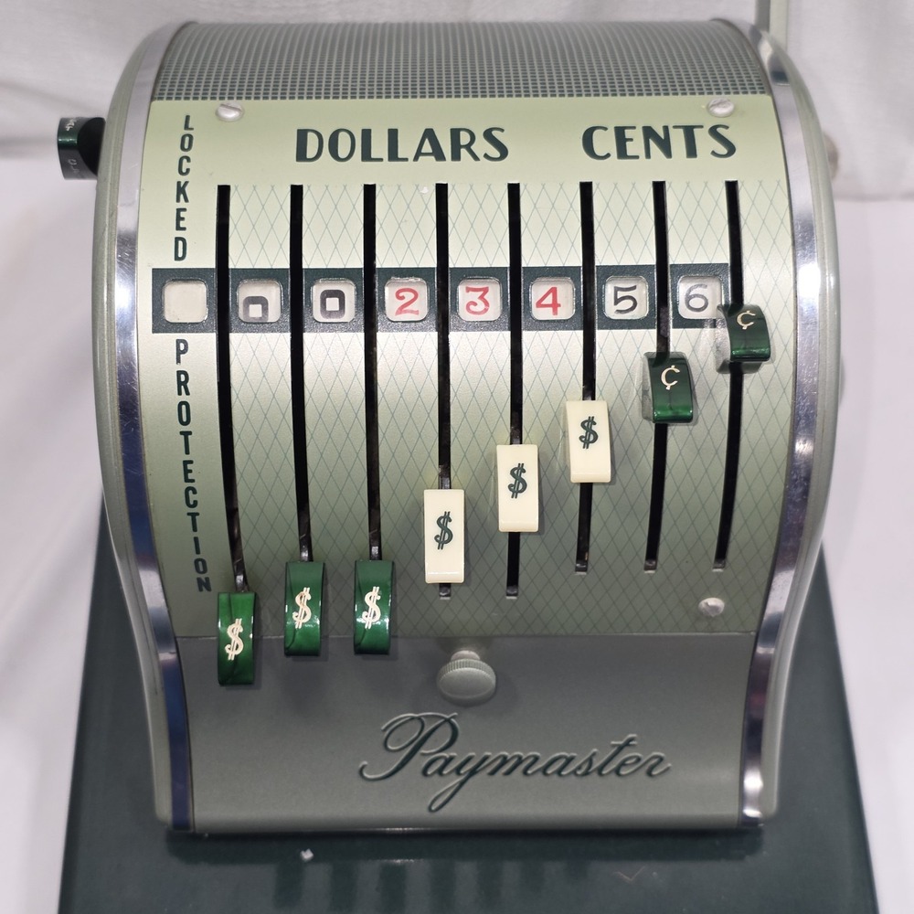 Vintage Paymaster Series Check Writer With Keys‎ MCM Art Deco Accounting